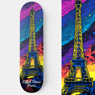 Paris Eiffel Tower Pop Art Skateboard