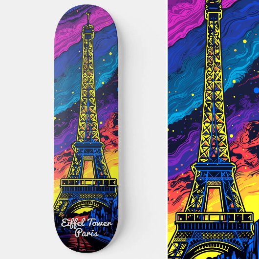 Paris Eiffel Tower Pop Art Skateboard
