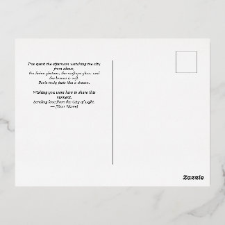 Paris Eiffel Tower Postcard mit Goldener Foil - El Folien Feiertagspostkarte