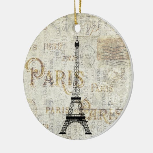 Paris Eiffel Tower Postcard Ornament (Links)