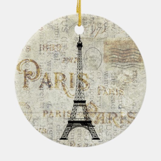 Paris Eiffel Tower Postcard Ornament (Hinten)