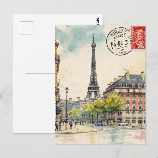 Paris Eiffel Tower Postkarte (Vorne/Hinten)