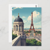 Paris Eiffel Tower Postkarte (Vorne/Hinten)
