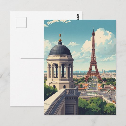 Paris Eiffel Tower Postkarte (Vorne/Hinten)