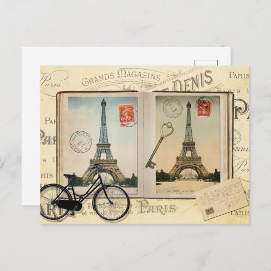 Paris Eiffel Tower Postkarte (Vorne/Hinten)