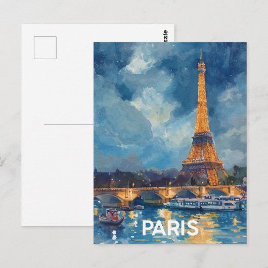 Paris Eiffel Tower Postkarte (Vorne/Hinten)