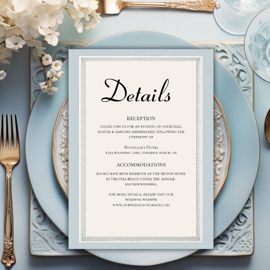 Paris Eiffel Tower Powder Blue Wedding Details Begleitkarte