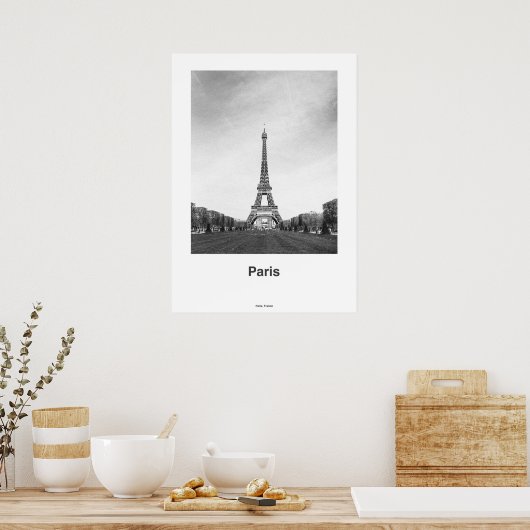 Paris Eiffel Tower Print, Paris Schwarz-weißes Fot Poster (Küche)
