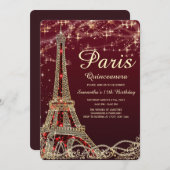 Paris Eiffel Tower Quinceanera Invite Einladung (Vorne/Hinten)