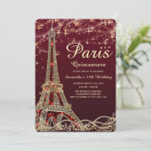 Paris Eiffel Tower Quinceanera Invite Einladung (Stehend Vorderseite)