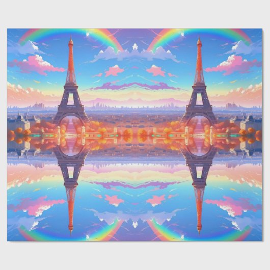 Paris Eiffel Tower Rainbow Geschenkpapier (Flach)