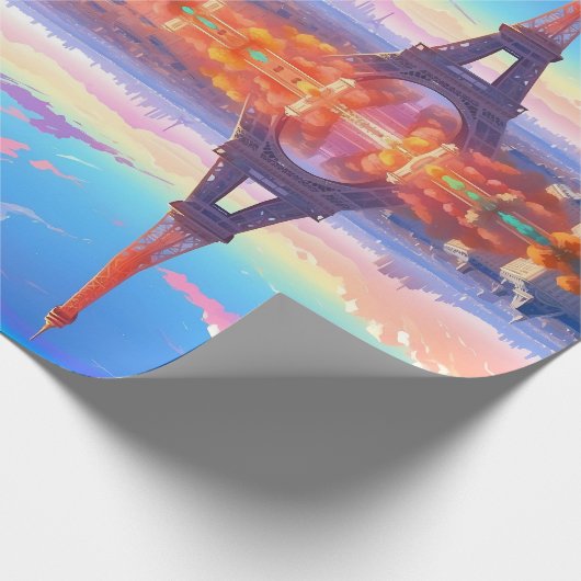 Paris Eiffel Tower Rainbow Geschenkpapier (Ecke)