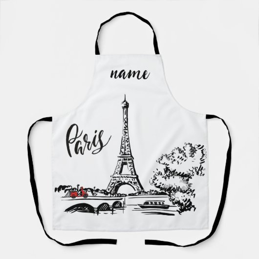 Paris Eiffel Tower Red Scooter Schürze (Vorderseite)