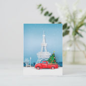 Paris Eiffel Tower Red Truck Weihnachten Postkarte (Stehend Vorderseite)