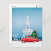 Paris Eiffel Tower Red Truck Weihnachten Postkarte (Vorne/Hinten)