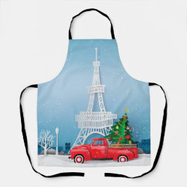 Paris Eiffel Tower Red Truck Weihnachten Schürze