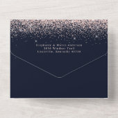 Paris Eiffel Tower Rose Gold Sparkle Wedding All I In One Einladung (Rückseite)