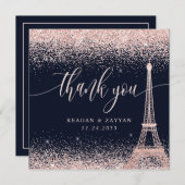 Paris Eiffel Tower Rose Gold Wedding Dankeskarte (Vorne/Hinten)