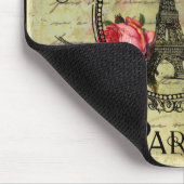 Paris Eiffel Tower & Rote Rose Steampunk Mousepad (Ecke)