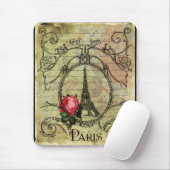 Paris Eiffel Tower & Rote Rose Steampunk Mousepad (Mit Mouse)