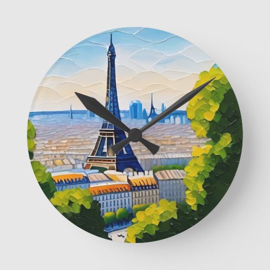 Paris Eiffel Tower Runde Wanduhr (Vorderseite)