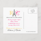 Paris Eiffel Tower Save the Date Postkarten (Rückseite)