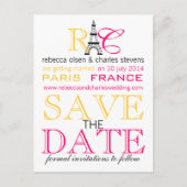Paris Eiffel Tower Save the Date Postkarten (Vorderseite)
