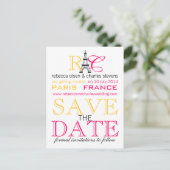 Paris Eiffel Tower Save the Date Postkarten (Stehend Vorderseite)