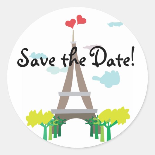 Paris Eiffel Tower Save the Date Stickers (Vorderseite)