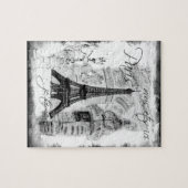 Paris Eiffel Tower Scene Collage Black & White Puzzle (Horizontal)