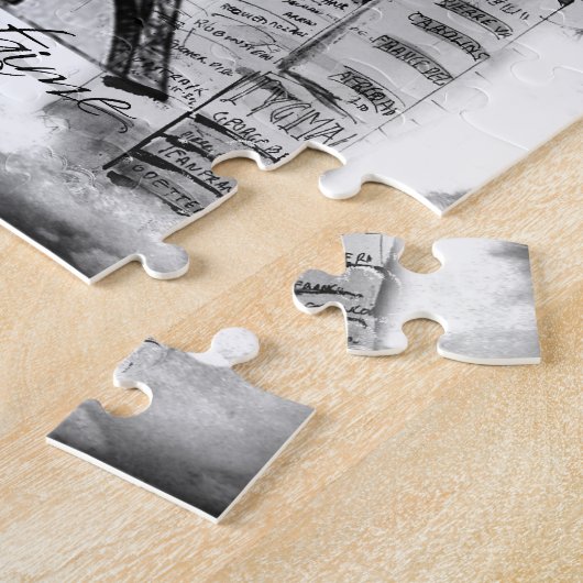 Paris Eiffel Tower Scene Collage Black & White Puzzle (Seite)