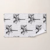 Paris Eiffel Tower Schwarz-weiß Elegant Geblüht Badhandtuch Set (Handtuch)