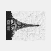 Paris Eiffel Tower Schwarz-weißer Vintager Kartenn Fleecedecke (Vorderseite (Horizontal))