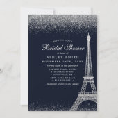 Paris Eiffel Tower Silver Sparkle Brautparty Einladung (Vorderseite)
