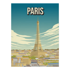 Paris Eiffel Tower Skyline Travel Poster