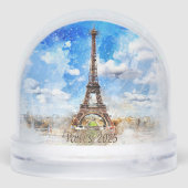 Paris Eiffel Tower Souvenir Snow Globe Schneekugeln (Rückseite)