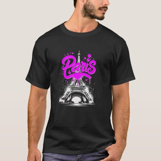 Paris Eiffel Tower Spray Paint T-Shirt (Vorderseite)