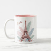Paris Eiffel Tower Tasse mit Pastel Feathers (Links)