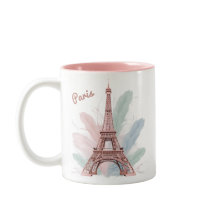 Paris Eiffel Tower Tasse mit Pastel Feathers