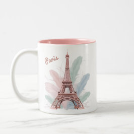 Paris Eiffel Tower Tasse mit Pastel Feathers