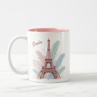 Paris Eiffel Tower Tasse mit Pastel Feathers