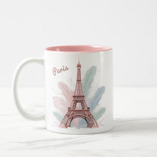 Paris Eiffel Tower Tasse mit Pastel Feathers (Links)