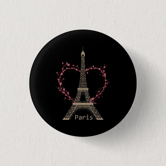 Paris Eiffel Tower The Sign Of Love France Parisia Button (Vorderseite)