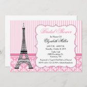 Paris Eiffel Tower Theme Party Pink Einladung (Vorne/Hinten)