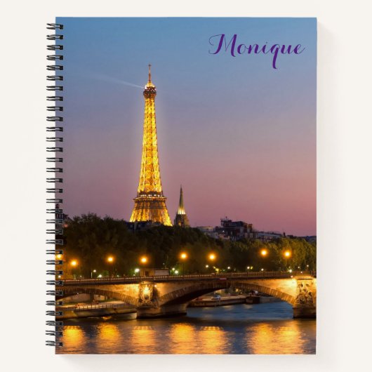 Paris Eiffel Tower Themed Spiral Notebook Französi Notizblock (Vorderseite)