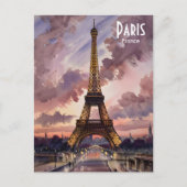 Paris Eiffel Tower Twilight Wasserfarbe Benutzerde Postkarte (Vorderseite)