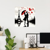 Paris Eiffel Tower Valentines Holiday Card Poster (Heimbüro)