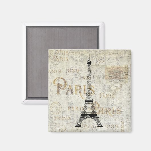 Paris Eiffel Tower Vintag Postcard Magnet (Vorderseite/Rückseite)