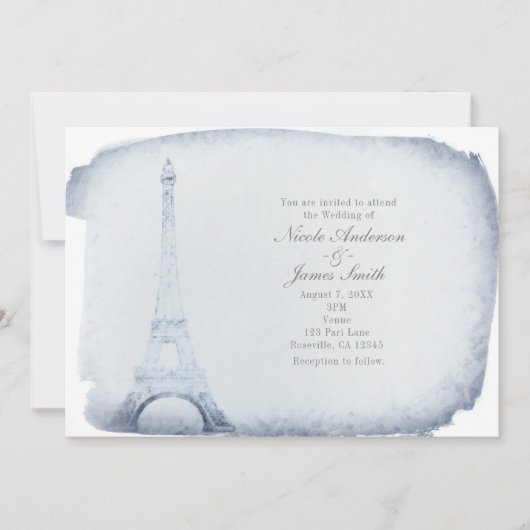 Paris Eiffel Tower Vintage Hochzeit Einladungen (Vorderseite)