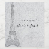 Paris Eiffel Tower Vintage Hochzeit Weinetikett (Einzelnes Label)